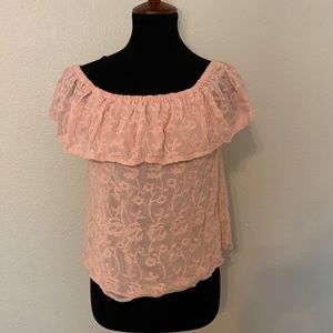 NWOT Lucky Brand Off the Shoulder top SOFT PINK